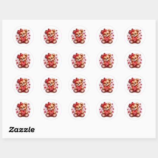 Valentine Teddy Stickers (Feuille)