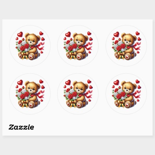 Valentine Teddy Stickers (Feuille)