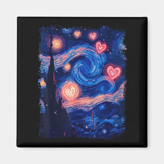 Valentine Van Gogh Starry Night Heart Matching Cou Magneet (Voorkant)