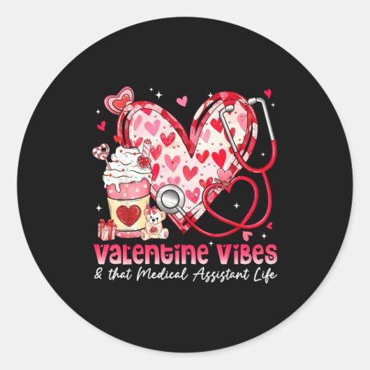 Valentine Vibes &amp; That Medical Istant Life Gir Ronde Sticker (Voorkant)