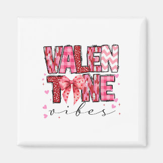 Valentine Vibes Valentines Day Pink Bow Girl Women Magneet