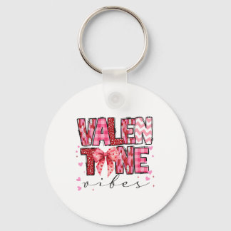Valentine Vibes Valentines Day Pink Bow Girl Women Sleutelhanger