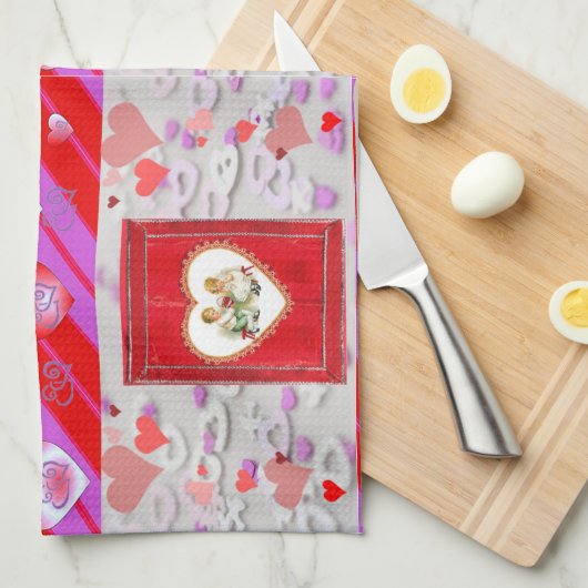 valentines amour cuisine serviette (Quart Plié)