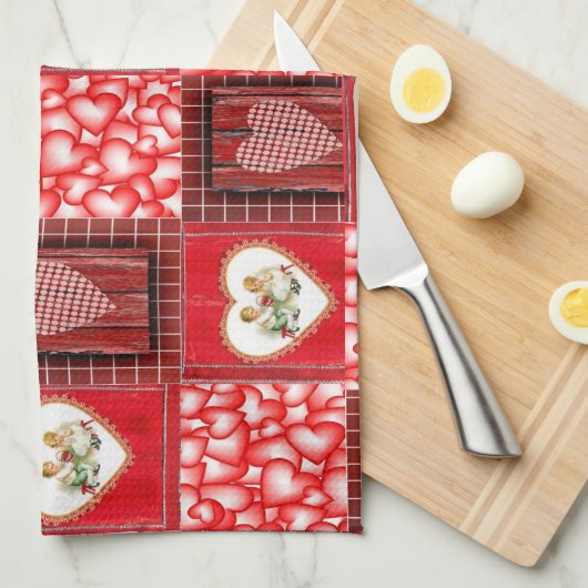 valentines amour cuisine serviette (Quart Plié)