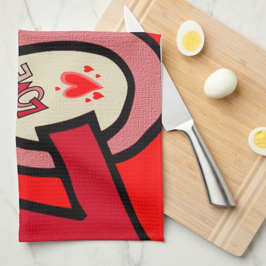 valentines amour cuisine serviette (Quart Plié)