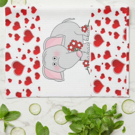 valentines amour cuisine serviette à main Eléphant (Plié)
