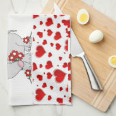 valentines amour cuisine serviette à main Eléphant (Quart Plié)