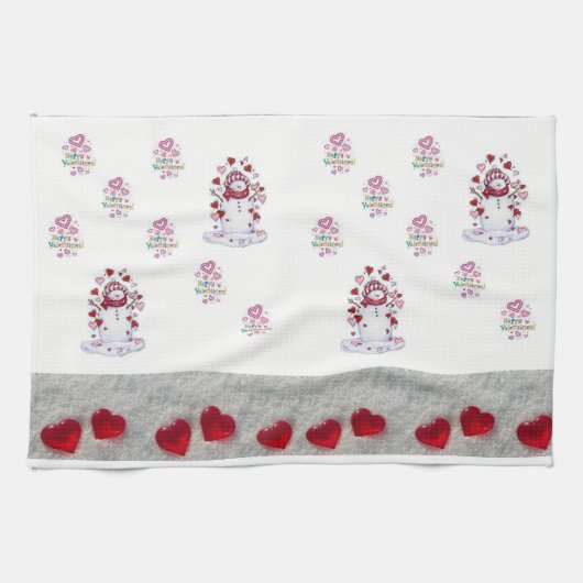 valentines amour cuisine serviette main Snowman (Horizontal)