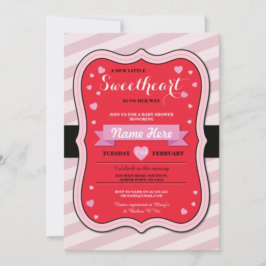 Valentines Baby shower amoureuse fille Invitation (Devant)