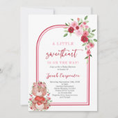 Valentines Baby shower Fille Ours Invitation (Devant)
