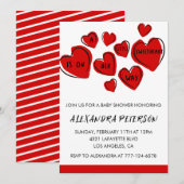 Valentines baby shower invitation coeur doux rouge (Devant / Derrière)