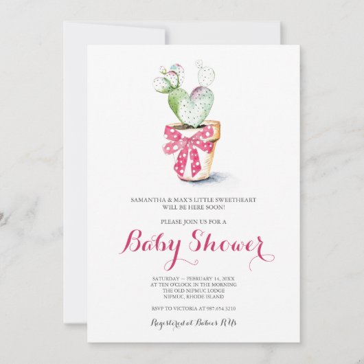 Valentines Baby shower Invitation fille, rose (Devant)