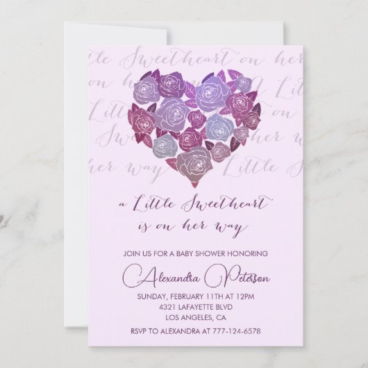 Valentines baby shower invitation Romantique (Devant)