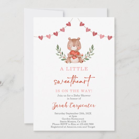 Valentines Baby shower Ours Invitation (Devant)