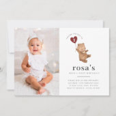 Valentines Bear Photo 1st Birthday Invitation (Devant)