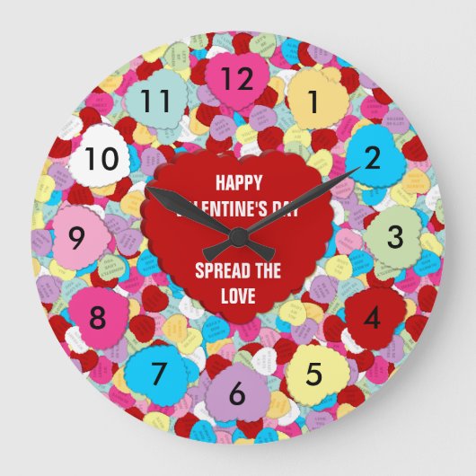 Valentines Bonbons Coeurs - Horloge Parcourir (Recto)