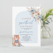 Valentines Boy Baby shower Bear Invitation (Debout devant)