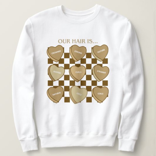 Valentine's Candy Harten Zwarte Haar Pullover (Design voorkant)