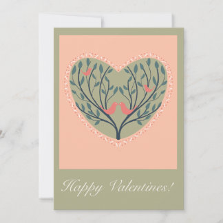 Valentines card with birds and tree design feestdagenkaart