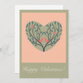Valentines card with birds and tree design feestdagenkaart (Voorkant / Achterkant)