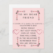 Valentines carte de jour pour un seul ami (Devant / Derrière)