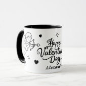 Valentines  Cherub & Romantic Doodle Personalized Mok (Voorkant links)