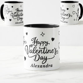 Valentines Cherub & Romantic Doodle Personalized Mok