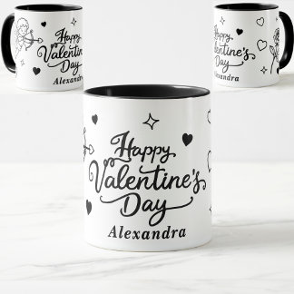 Valentines  Cherub & Romantic Doodle Personalized Mok