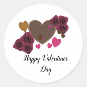 Valentines Chocolat et Sticker rond Rose
