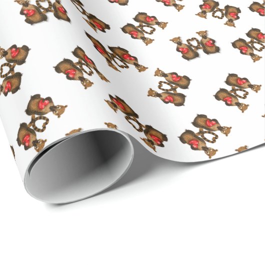 Valentine's Coati Pairs Cadeaupapier (Rol Hoek)