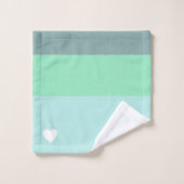 Valentines Coeur Aimer Levé À La Main Bleu Vert (Gant de toilette)