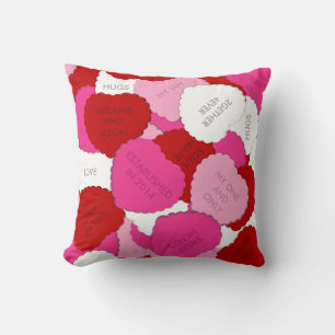 Valentines Coeurs bonbons Coussin Carré personnali