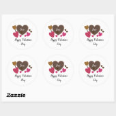 Valentines Coeurs et amoureux Sticker rond (Feuille)