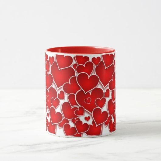 Valentines Coeurs rouges Mug (Centre)