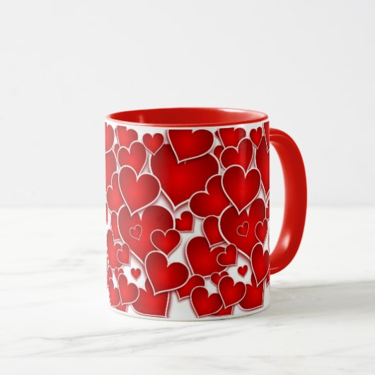 Valentines Coeurs rouges Mug (Devant droit)