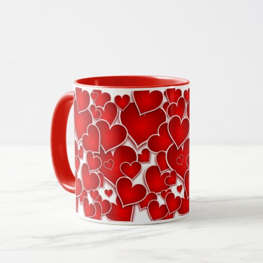Valentines Coeurs rouges Mug (Devant gauche)