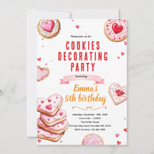 Valentine's Cookie Decorating invite Kaart (Voorkant)