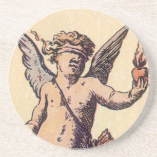 Valentines Cupido Blinddoek, Vintage Tarotkaart Zandsteen Onderzetter