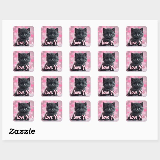 Valentines Cute Kitten  Stickers (Feuille)