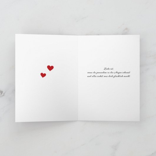 Valentine's Day Allemand chouettes chouettes Carte (Intérieur)