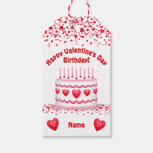 Valentine's Day Birthday Cake Custom Candles Cadeaulabel (Voorkant)