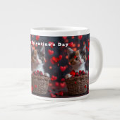 Valentine's Day Calico Kitten Red Hearts Candy Extra Grote Beker (Voorkant rechts)