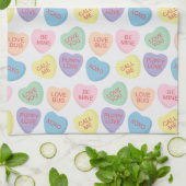 Valentines Day Candy Hearts Serviette de cuisine (Plié)