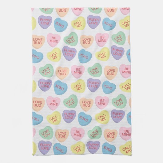 Valentines Day Candy Hearts Serviette de cuisine (Vertical)