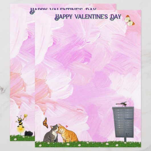Valentine's Day - Cat, Butterfly, Dragonfly (Voorkant / Achterkant)
