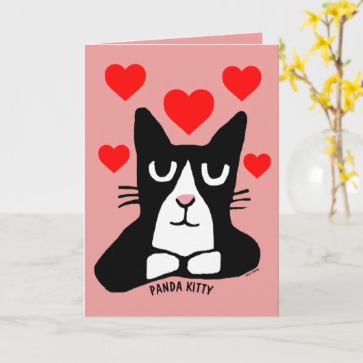 VALENTINE'S DAY CAT CARTES DE SALUT, PANDA KITTY (Fleur jaune)