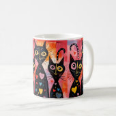 Valentine's Day Cat Red Hearts Mugs (Devant droit)