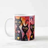 Valentine's Day Cat Red Hearts Mugs (Gauche)