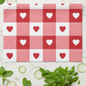 Valentine's Day Charming Red & White Check Heart  Theedoek (Gevouwen)