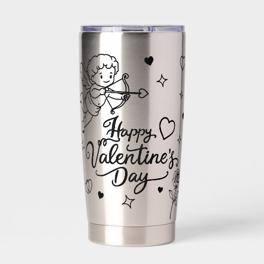 Valentines Day Cherub & Romantic Doodle Design Geïsoleerde Drinkbeker (Voorkant)